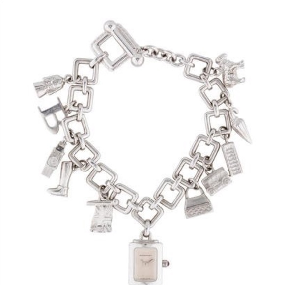Burberry Jewelry - Authentic Burberry Silver Charm Bracelet w/ watch